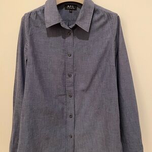 French brand APC dusky blue blouse - tuck in or wear out. Good condition! Sz. S